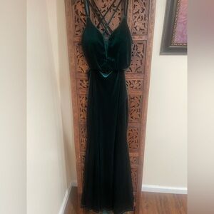 Emerald Strappy Velvet Gown
